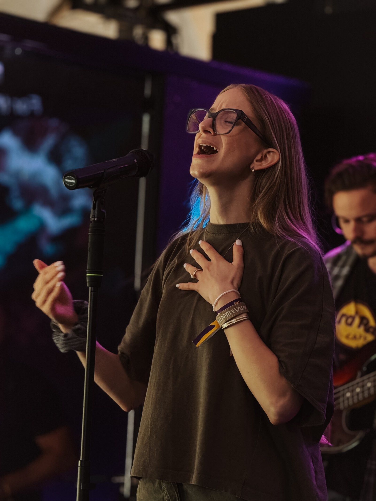 Singer on stage